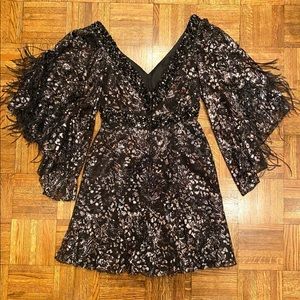 FUN! Tony Bowls Mini Cocktail Dress w/ Feathers